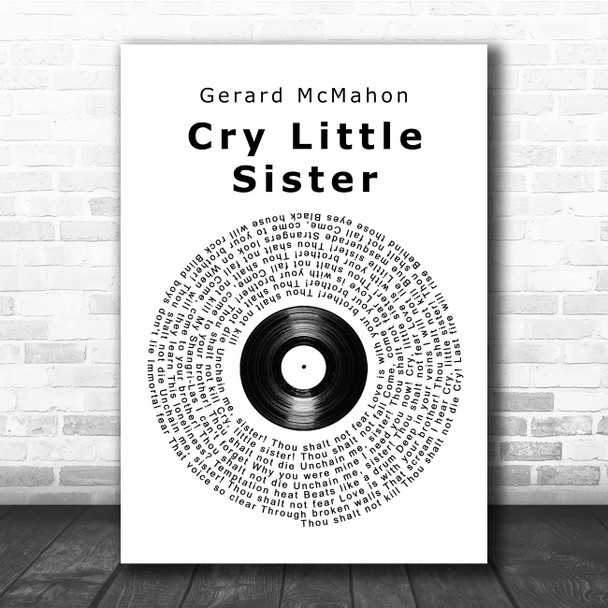 Gerard McMahon Cry Little Sister Vinyl Record Song Lyric Print