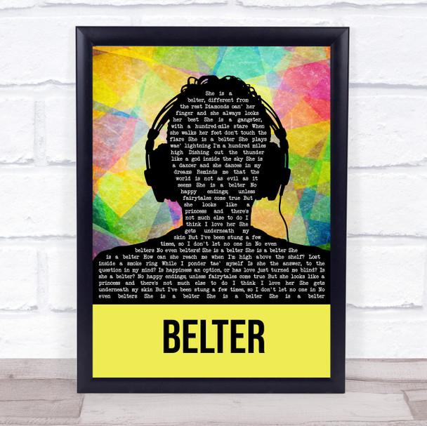 Gerry Cinnamon Belter Multicolour Man Headphones Song Lyric Print