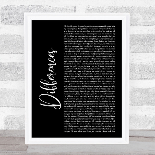 Ginuwine Differences Black Script Song Lyric Print