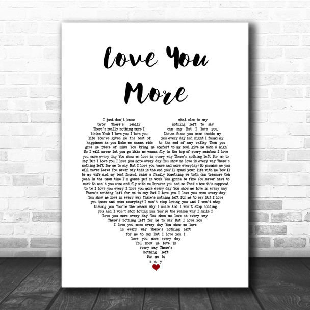 Ginuwine Love You More White Heart Song Lyric Print