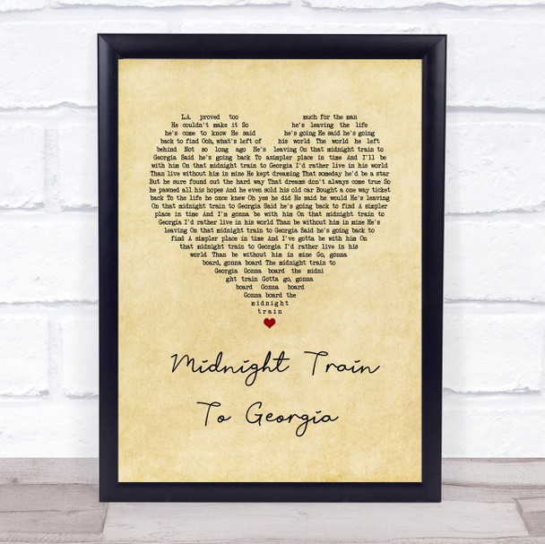 Gladys Knight And The Pips Midnight Train To Georgia Vintage Heart Song Lyric Print
