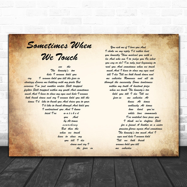 Dan Hill Sometimes When We Touch Man Lady Couple Song Lyric Music Wall Art Print