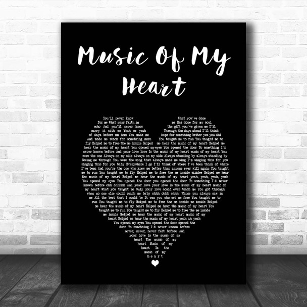 Gloria Estefan & 'N Sync Music Of My Heart Black Heart Song Lyric Print