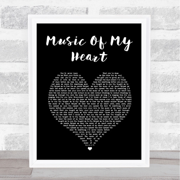 Gloria Estefan & 'N Sync Music Of My Heart Black Heart Song Lyric Print