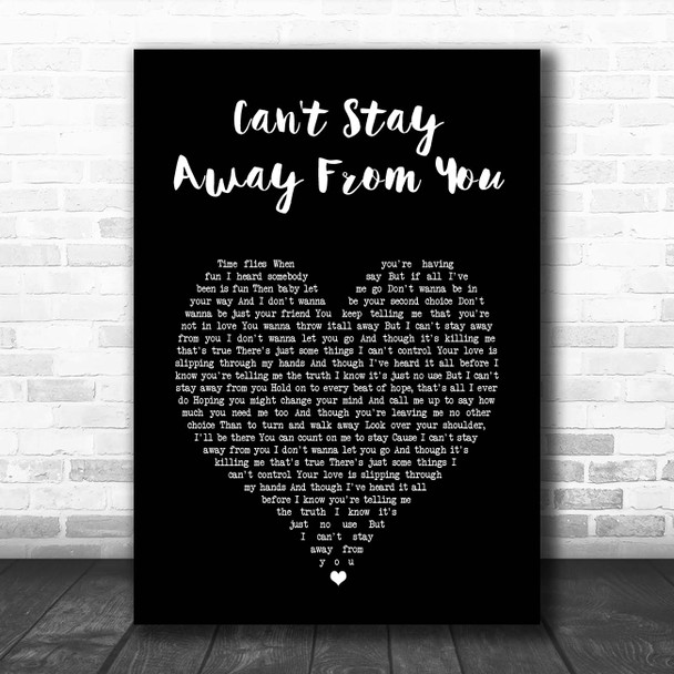 Gloria Estefan Can't Stay Away From You Black Heart Song Lyric Print