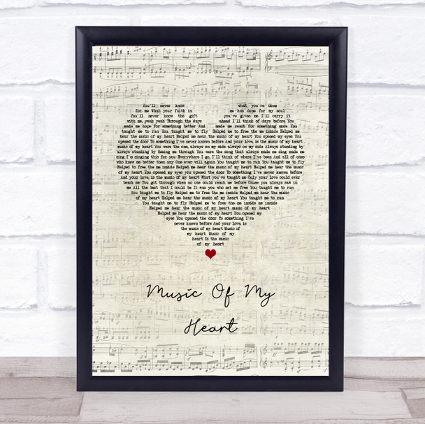 Gloria Estefan Music Of My Heart Script Heart Song Lyric Print