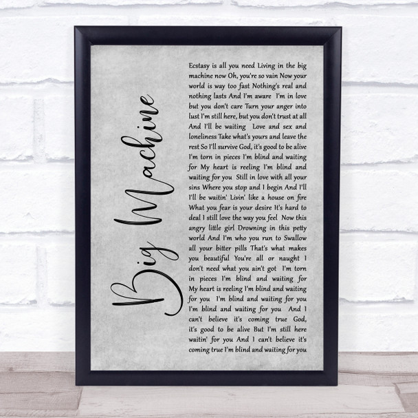 Goo Goo Dolls Big Machine Grey Rustic Script Song Lyric Print