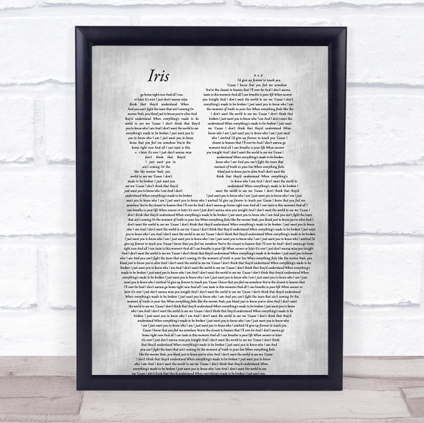 Goo Goo Dolls Iris Father & Child Grey Song Lyric Print