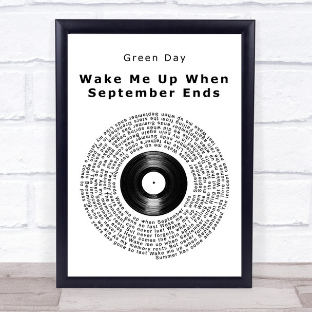 Green Day Wake Me Up When September Ends Vinyl Record Song Lyric Print