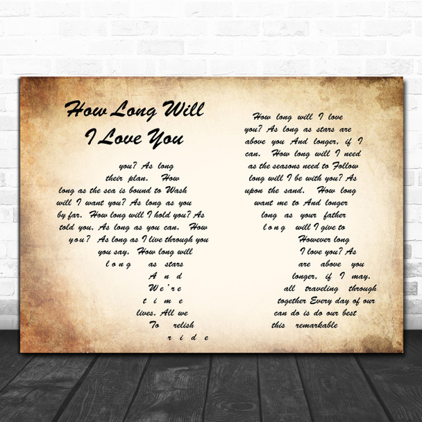 Ellie Goulding How Long Will I Love You Man Lady Couple Song Lyric Music Wall Art Print
