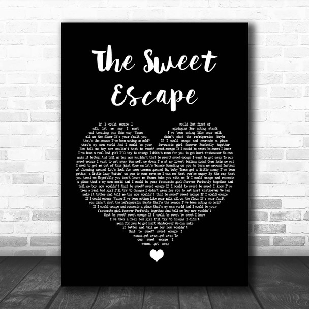 Gwen Stefani The Sweet Escape Black Heart Song Lyric Print