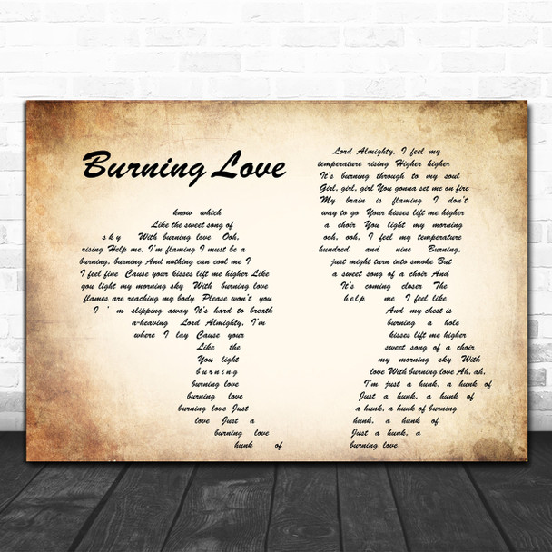 Elvis Presley Burning Love Man Lady Couple Song Lyric Music Wall Art Print