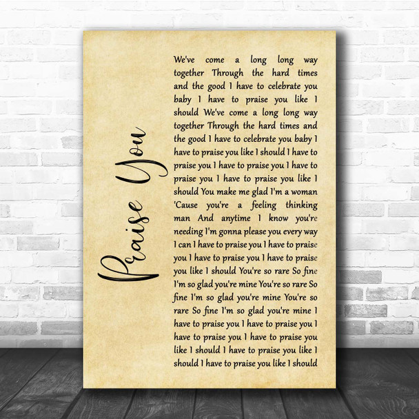 Hannah Grace Praise You Rustic Script Song Lyric Print