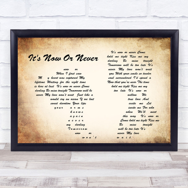 Elvis Presley It's Now Or Never Man Lady Couple Song Lyric Music Wall Art Print
