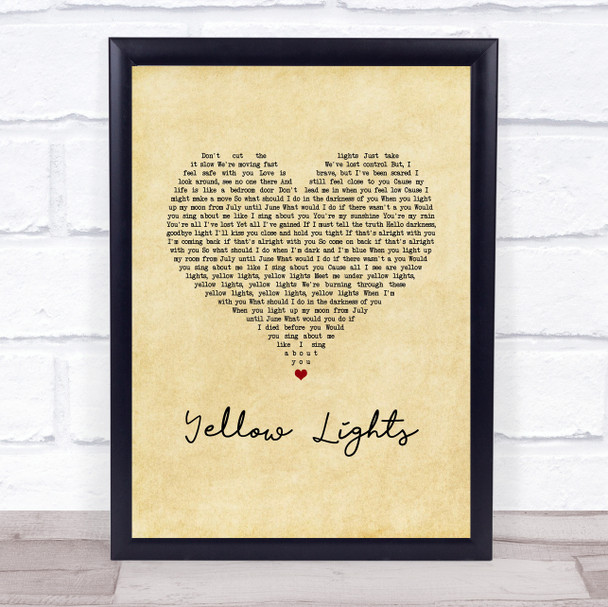 Harry Hudson Yellow Lights Vintage Heart Song Lyric Print