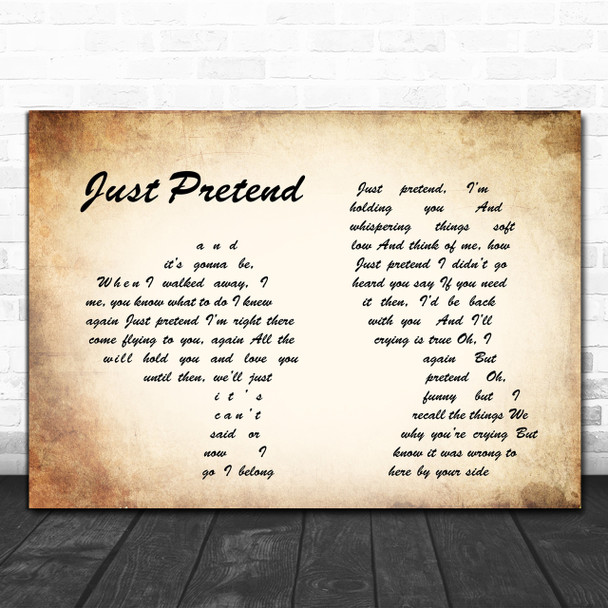 Elvis Presley Just Pretend Man Lady Couple Song Lyric Music Wall Art Print