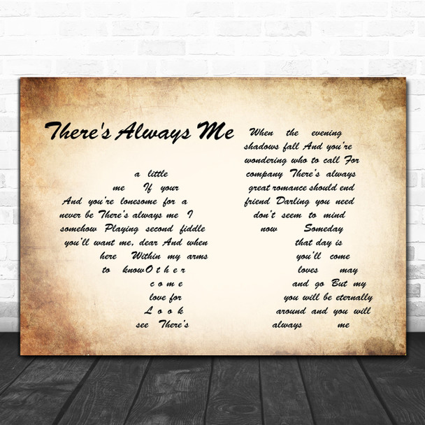 Elvis Presley There's Always Me Man Lady Couple Song Lyric Music Wall Art Print