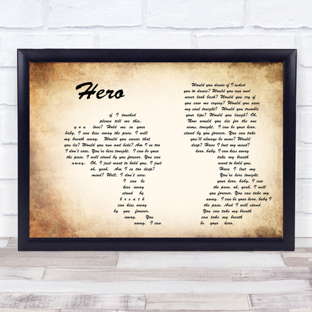 Enrique Iglesias Hero Man Lady Couple Song Lyric Music Wall Art Print