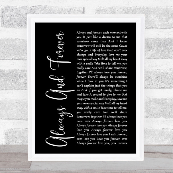 Heatwave Always And Forever Black Script Song Lyric Print