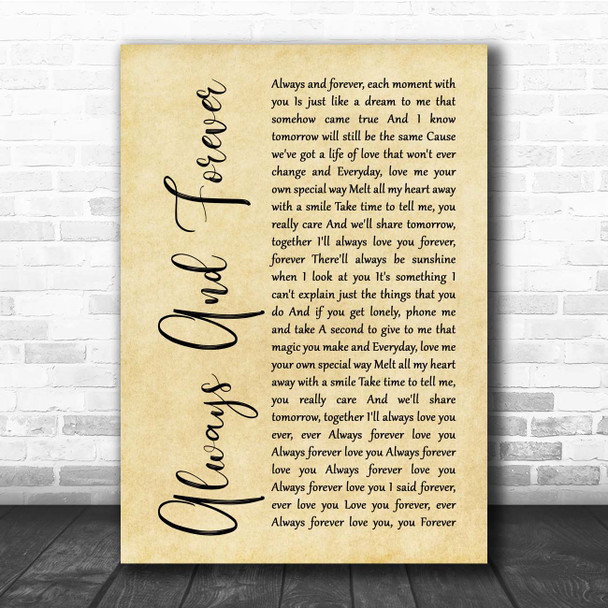 Heatwave Always And Forever Rustic Script Song Lyric Print