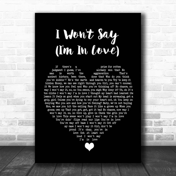 Hercules I Won't Say (I'm In Love) Black Heart Song Lyric Print