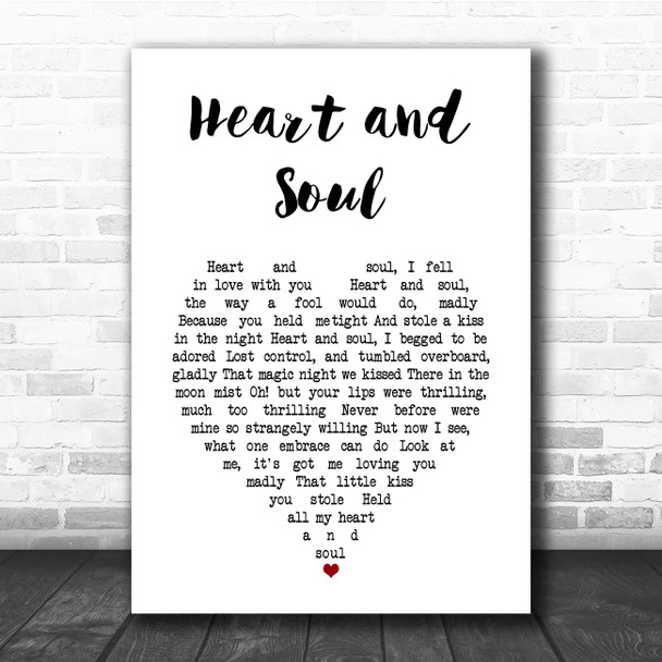 Hoagy Carmichael Heart and Soul White Heart Song Lyric Print