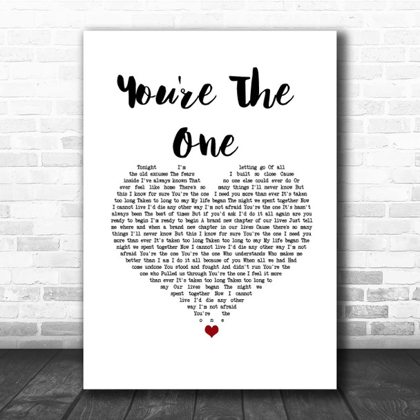 Hoobastank You're The One White Heart Song Lyric Print