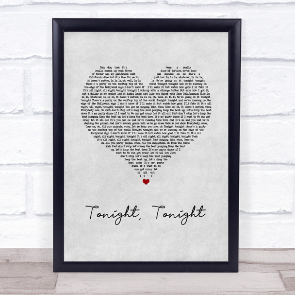 Hot Chelle Rae Tonight, Tonight Grey Heart Song Lyric Print