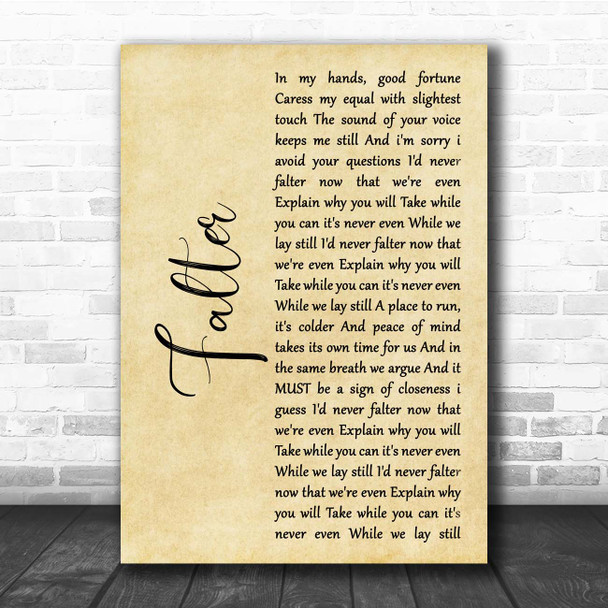 Hundred Reasons Falter Rustic Script Song Lyric Print