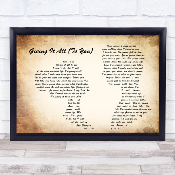 Haley & Michaels Giving It All (To You) Man Lady Couple Song Lyric Music Wall Art Print