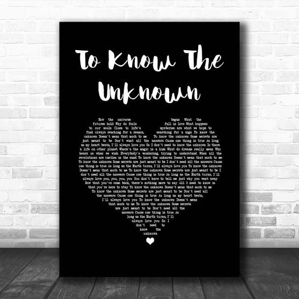 Innosense To Know The Unknown Black Heart Song Lyric Print