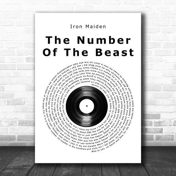 Iron Maiden The Number Of The Beast Vinyl Record Song Lyric Print