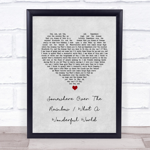 Israel Kamakawiwo'ole Somewhere over the rainbow & what a wonderful world medley Grey Heart Song Lyric Print