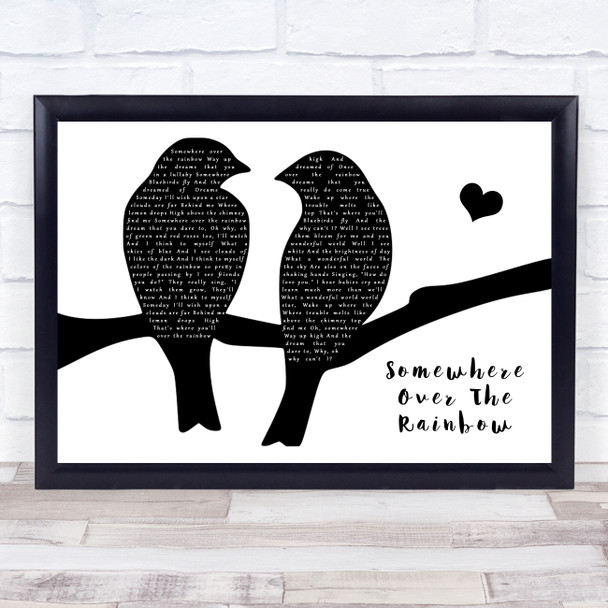 Israel Kamakawiwo'ole Somewhere Over The Rainbow Lovebirds Black & White Song Lyric Print