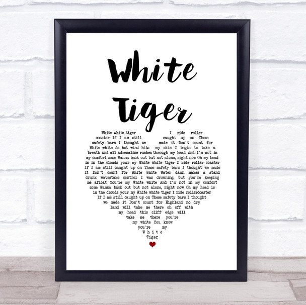 Izzy Bizu White Tiger White Heart Song Lyric Print