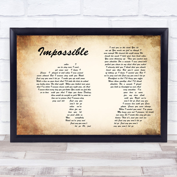 James Arthur Impossible Man Lady Couple Song Lyric Music Wall Art Print