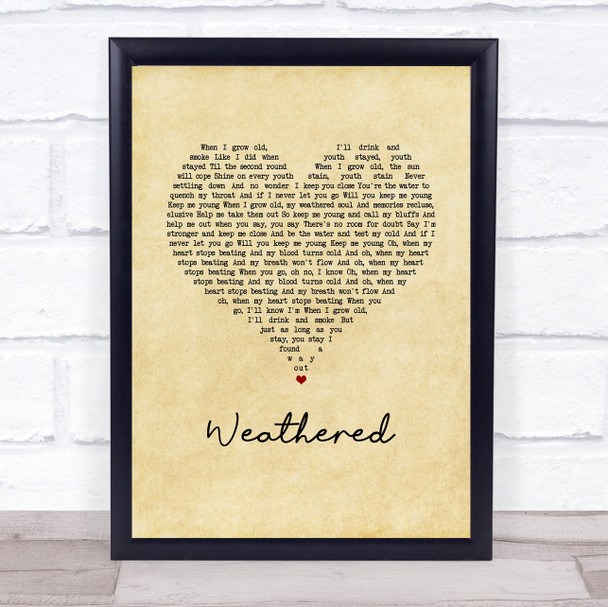 Jack Garratt Weathered Vintage Heart Song Lyric Print