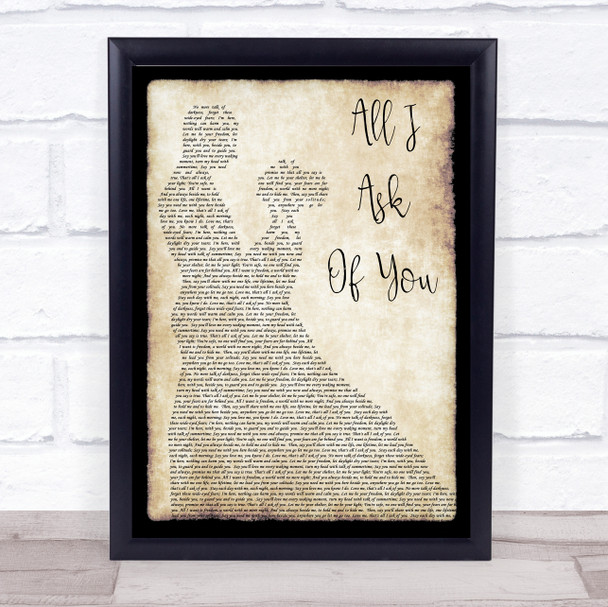 Jackie Evancho All I Ask Of You Man Lady Dancing Song Lyric Print