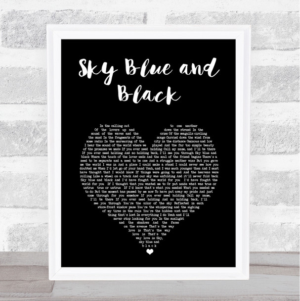Jackson Browne Sky Blue and Black Black Heart Song Lyric Print
