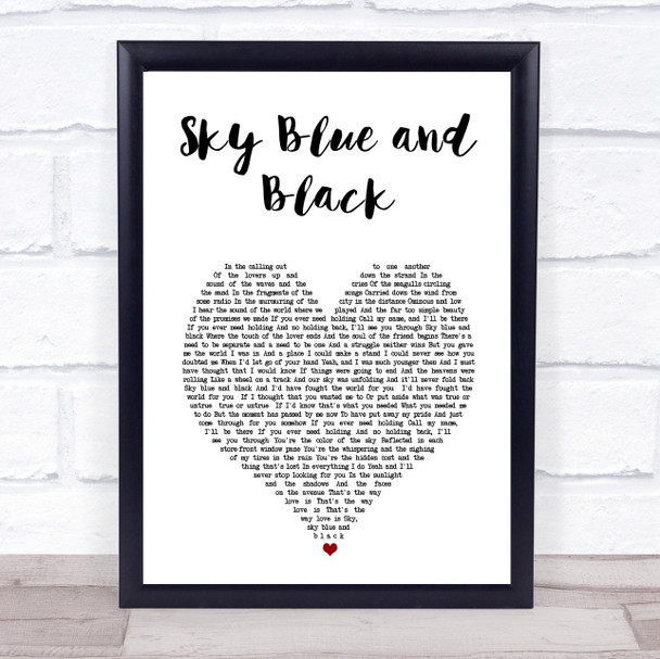 Jackson Browne Sky Blue and Black White Heart Song Lyric Print