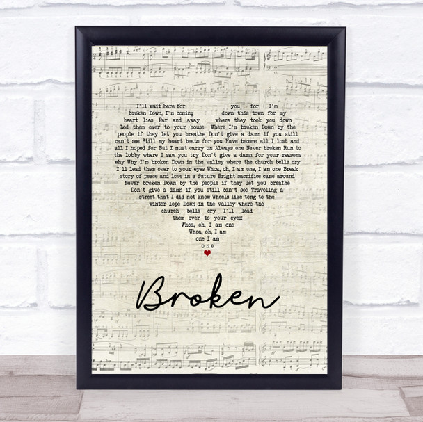 Jake Bugg Broken Script Heart Song Lyric Print