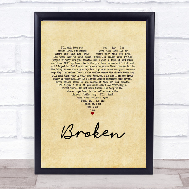 Jake Bugg Broken Vintage Heart Song Lyric Print