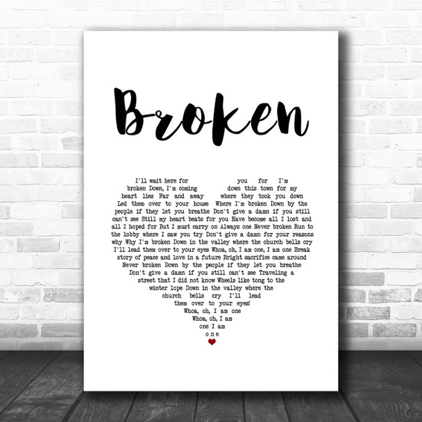 Jake Bugg Broken White Heart Song Lyric Print