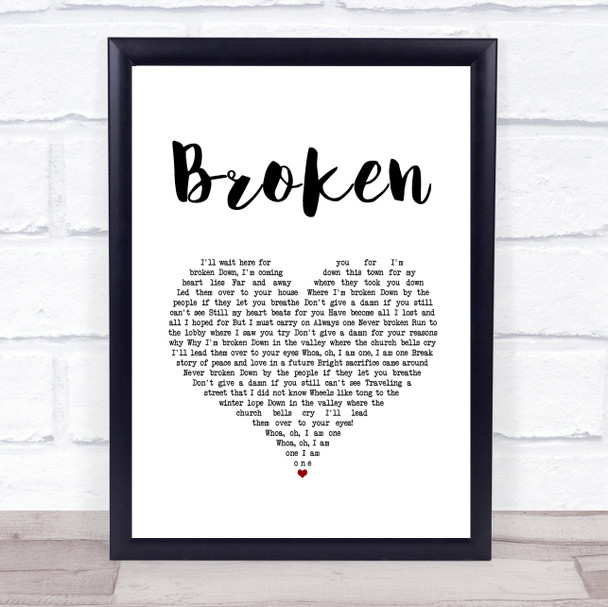 Jake Bugg Broken White Heart Song Lyric Print