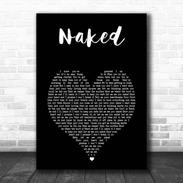 Jake Scott Naked Black Heart Song Lyric Print