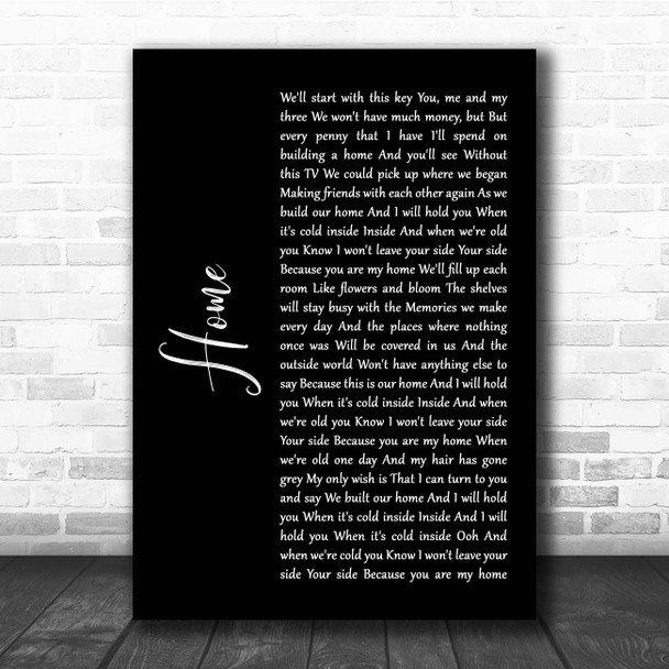 James Gillespie Home Black Script Song Lyric Print