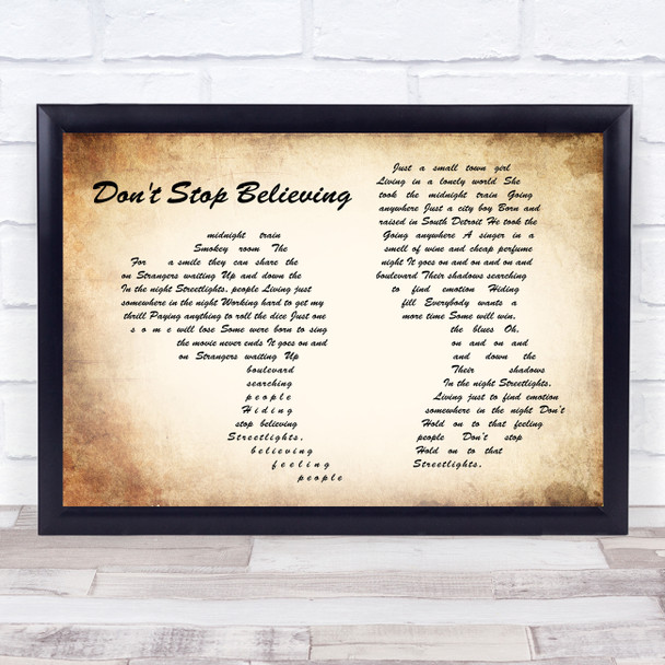 Journey Don't Stop Believing Man Lady Couple Song Lyric Music Wall Art Print