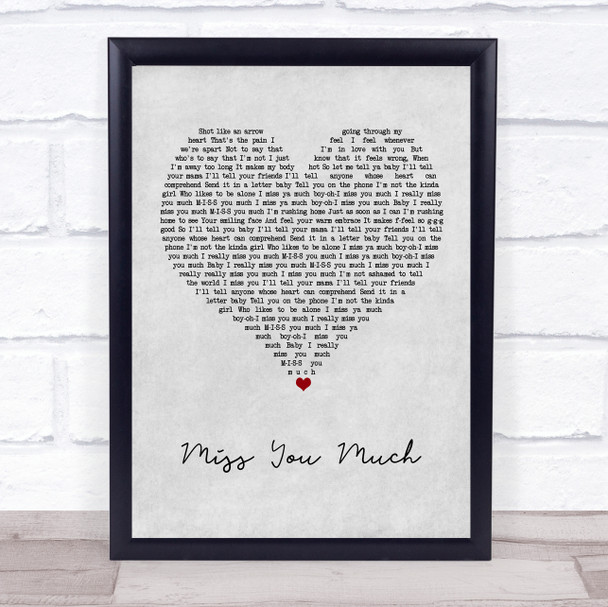 Janet Jackson Miss You Much Grey Heart Song Lyric Print