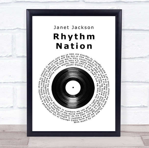 Janet Jackson Rhythm Nation Vinyl Record Song Lyric Print