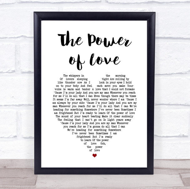 Jennifer Rush The Power of Love White Heart Song Lyric Print